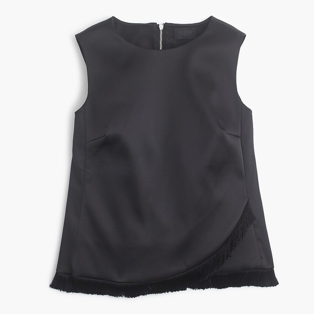 J.CREW Collection Satin Sleeveless Shell with Fringe 2 $148 E5408